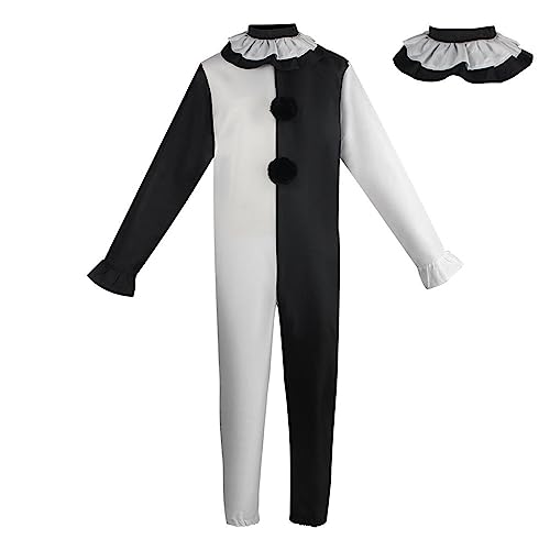 Gefomuofe Mono de Halloween para hombre, disfraz de carnaval, ropa de espalda, mono de manga larga, juego de rol, payaso, adulto, máscarada, disfraz de manga larga, disfraz de sacerdote, disfraz de