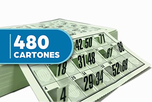 Genérico 480 Cartones de Números Troquelados para Bingo Tradicional de 90 Bolas (Verde)
