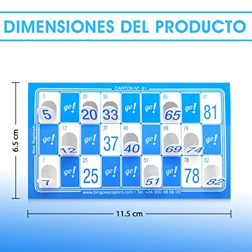 Genérico 60 Cartones de Bingo troquelados Reutilizables, cartones para Bingo de 90 Bolas, cartones troquelados para facilitar la Marca de los números