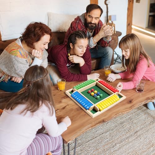 Genérico Juegos de Mesa, Cierre el Juego de la Caja 4 Jugador 4 Lados volteando Juegos de matemáticas con 8 Dados 2 Lados Juegos de Mesa de Madera para números de Aprendizaje, Estrategia