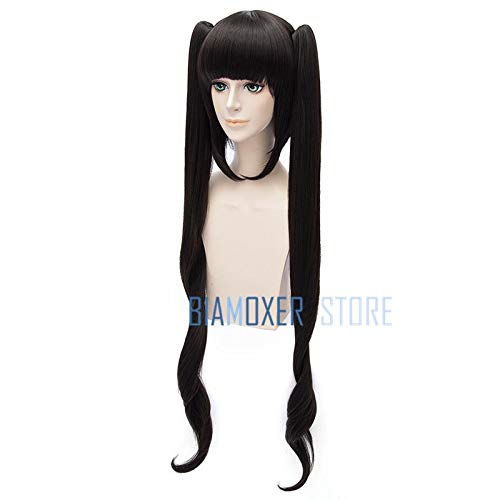 GHK Biamoxer New Sword Oratoria Hestia Kami Sama Cosplay Pelucas 100cm Negro Suelto Ondulado Pelo sintético Perucas Cosplay Peluca