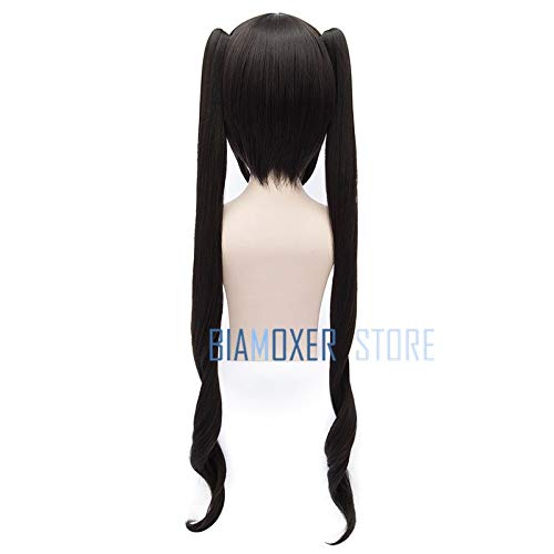 GHK Biamoxer New Sword Oratoria Hestia Kami Sama Cosplay Pelucas 100cm Negro Suelto Ondulado Pelo sintético Perucas Cosplay Peluca