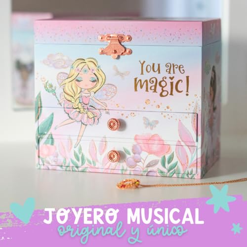 Giggle & Honey Joyero Musical de Hada para Niñas - Caja de Música para Niños con Hada Giratoria y Espejo, Regalo de Cumpleaños para Niñas, Joyero Infantil para Edades 3-10 - 17,1 x 13,3 x 15,2 cm