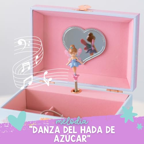 Giggle & Honey Joyero Musical de Hada para Niñas - Caja de Música para Niños con Hada Giratoria y Espejo, Regalo de Cumpleaños para Niñas, Joyero Infantil para Edades 3-10 - 17,1 x 13,3 x 15,2 cm