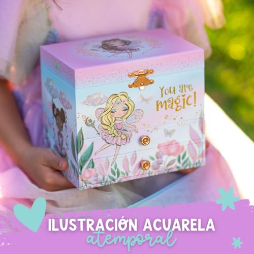 Giggle & Honey Joyero Musical de Hada para Niñas - Caja de Música para Niños con Hada Giratoria y Espejo, Regalo de Cumpleaños para Niñas, Joyero Infantil para Edades 3-10 - 17,1 x 13,3 x 15,2 cm