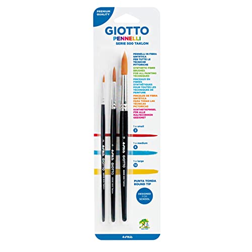 Giotto- Juego de 3 Pinceles Taklon 500, Color Neutro, 025000