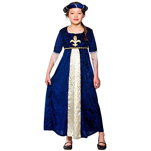 Girls Regal Tudor Princess Blue Dress Costume Fancy Dress 11-13 years