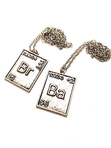 giulyscreations Collares Breaking Bad Metal Níquel Free Bromo Bario 2 Medallones Br Ba Logo Serie TV Fantasy Pop Cosplay, Metal, Plata