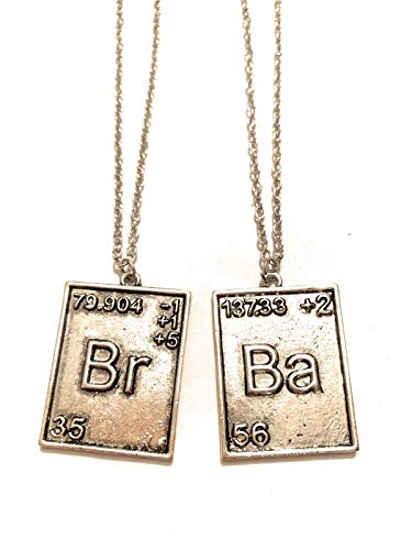 giulyscreations Collares Breaking Bad Metal Níquel Free Bromo Bario 2 Medallones Br Ba Logo Serie TV Fantasy Pop Cosplay, Metal, Plata