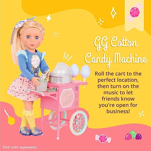 Glitter Girls by Battat – Cotton Candy Machine on Wheels for 14-inch Dolls - Toys, Clothes and Accessories for Girls 3-Year-Old and Up