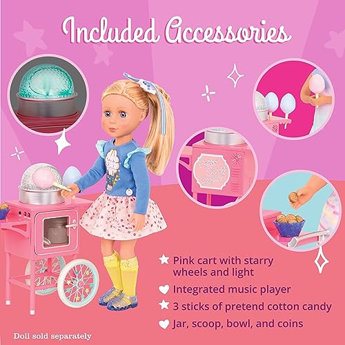 Glitter Girls by Battat – Cotton Candy Machine on Wheels for 14-inch Dolls - Toys, Clothes and Accessories for Girls 3-Year-Old and Up