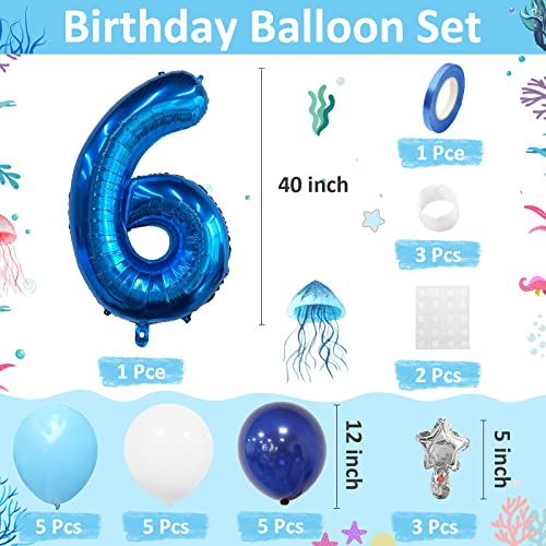 Globo Número 6 Azul, 40 Pulgadas XXL Gigante Grande Oscuro Foil Helio Numeros 6 Años Globos para Decoracion de Cumpleaños Niño Niña Adultos Aniversario Fiestas de Bienvenida al Bebé Bautismo Comunión