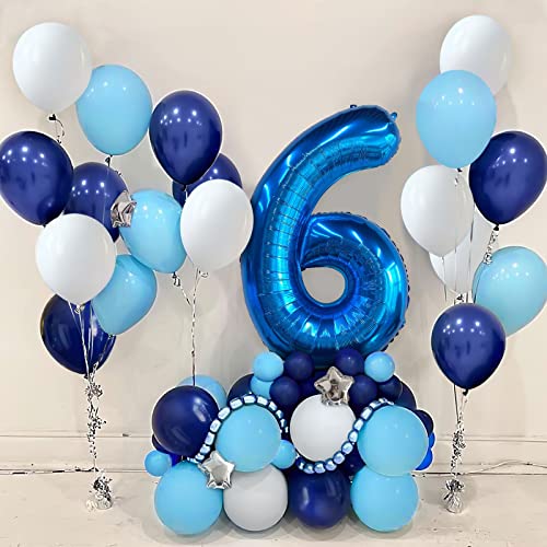 Globo Número 6 Azul, 40 Pulgadas XXL Gigante Grande Oscuro Foil Helio Numeros 6 Años Globos para Decoracion de Cumpleaños Niño Niña Adultos Aniversario Fiestas de Bienvenida al Bebé Bautismo Comunión