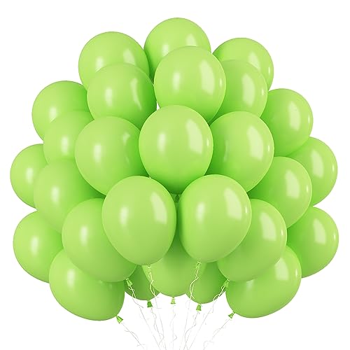 Globos de color verde lima de 5 pulgadas, globos pequeños de color verde fruta, 60 globos redondos de látex verde lima mate para guirnalda de arco de globos, globos verde claro para decoración de