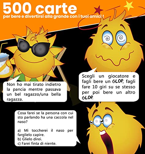 Glop 500 Carte - Giochi da Tavolo Adulti - Giochi per Bere - Giochi Alcolici per Feste - Giochi di Carte Adulti - Giochi di società - Dinking Game - Idee Regalo