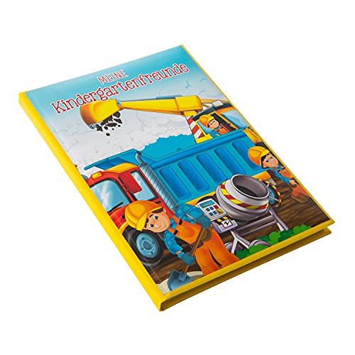 Goldbuch 43 216 Kita Construction Site, DIN A5, libro de recuerdos para amigos, cuaderno con 88 páginas ilustradas, cubierta con impresión artística, multicolor