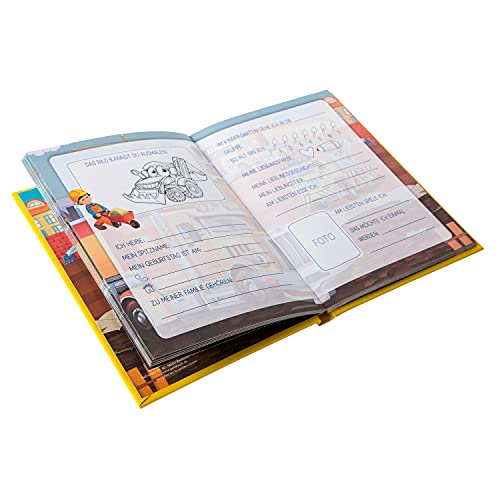 Goldbuch 43 216 Kita Construction Site, DIN A5, libro de recuerdos para amigos, cuaderno con 88 páginas ilustradas, cubierta con impresión artística, multicolor