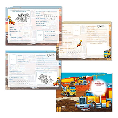 Goldbuch 43 216 Kita Construction Site, DIN A5, libro de recuerdos para amigos, cuaderno con 88 páginas ilustradas, cubierta con impresión artística, multicolor