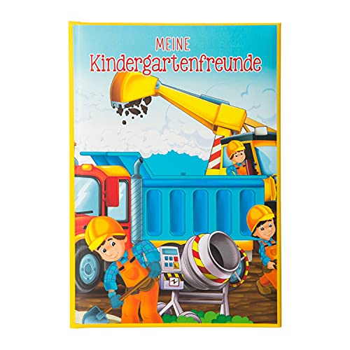 Goldbuch 43 216 Kita Construction Site, DIN A5, libro de recuerdos para amigos, cuaderno con 88 páginas ilustradas, cubierta con impresión artística, multicolor