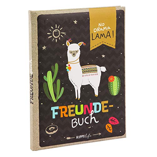 Goldbuch Happylife Lama DIN A5, Amistad para Rellenar, Libro de Recuerdos a Amigos, Cuaderno con 88 páginas ilustradas, Cubierta con impresión artística, Aprox. 15 x 21 x 1,5 cm, Color (43 581)