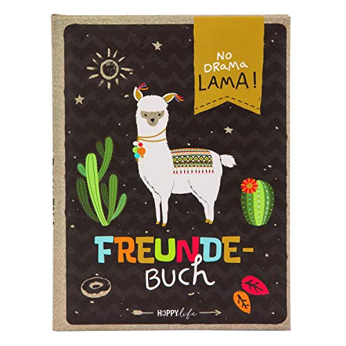 Goldbuch Happylife Lama DIN A5, Amistad para Rellenar, Libro de Recuerdos a Amigos, Cuaderno con 88 páginas ilustradas, Cubierta con impresión artística, Aprox. 15 x 21 x 1,5 cm, Color (43 581)