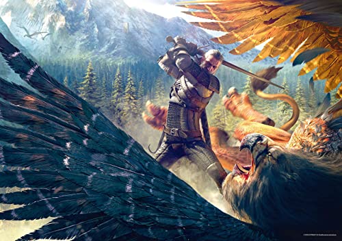 Good Loot The Witcher 3: Wild Hunt Gryffin Fight - 1000 Piezas - para Adultos y Niños a Partir de 14 Años -68x48cm Póster de Rompecabezas para Juegos y Bolsa de Transporte - Mercancía The Witcher