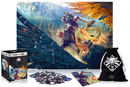 Good Loot The Witcher 3: Wild Hunt Gryffin Fight - 1000 Piezas - para Adultos y Niños a Partir de 14 Años -68x48cm Póster de Rompecabezas para Juegos y Bolsa de Transporte - Mercancía The Witcher