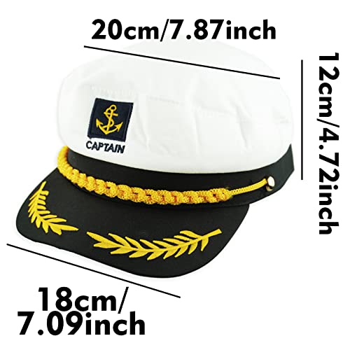 Gorra capitán Adulto Yate Barco Navegante Capitán Traje Sombrero Cap Marina Marina Almirante (Blanco)