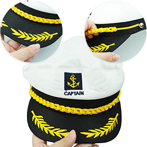 Gorra capitán Adulto Yate Barco Navegante Capitán Traje Sombrero Cap Marina Marina Almirante (Blanco)