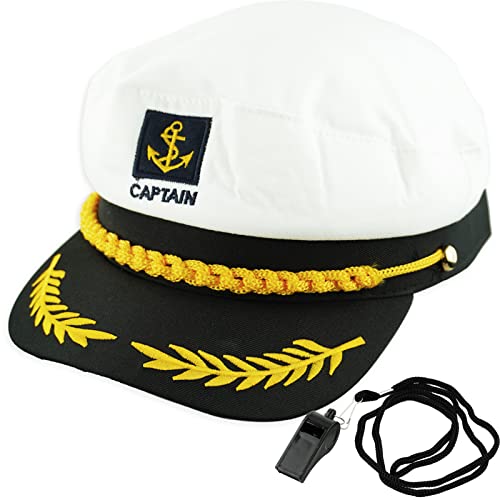 Gorra capitán Adulto Yate Barco Navegante Capitán Traje Sombrero Cap Marina Marina Almirante (Blanco)