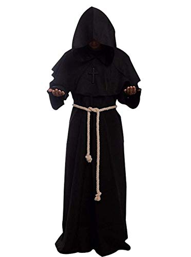 Gothden Golden service Monje Traje con Capucha Sacerdote Hermano Edad Media Carnaval Disfraces Disfraz de Cosplay de Halloween con Capucha