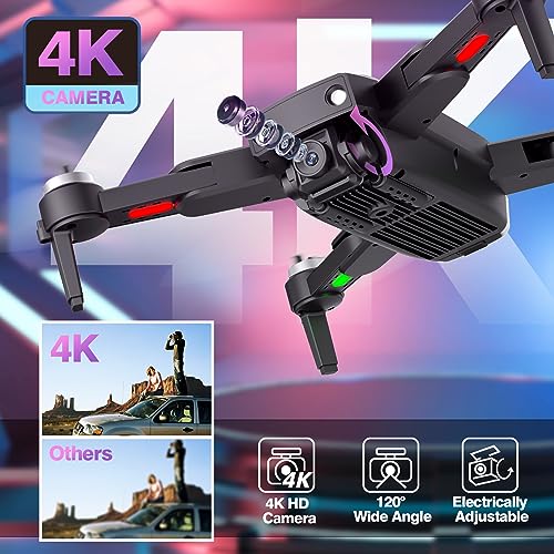 GPS Drone con Cámara para Adultos 4K HD Camara Drones con Motor sin Escobillas Auto Return Home 5G WiFi Transmisión Plegable FPV RC Quadcopter UAV Altitud Hold Follow Me 36 Mins Vuelo