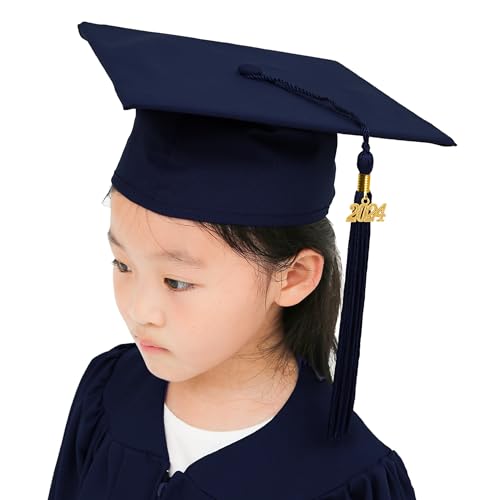 GraduationMall Guardería Graduación Toga y Birrete Mate para Niños 2023 Preescolar Niño Niña Regalo Marina 30(115-122cm)