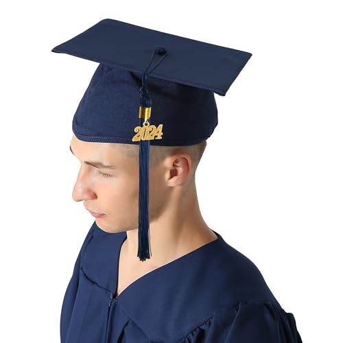 GraduationMall Sombrero de Graduación 2023 Birrete Graduacion Adulto Gorro de Graduacion Fiesta Universidad Escuela Secundaria Azul marino