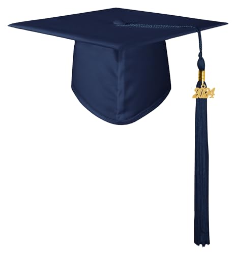 GraduationMall Sombrero de Graduación 2023 Birrete Graduacion Adulto Gorro de Graduacion Fiesta Universidad Escuela Secundaria Azul marino