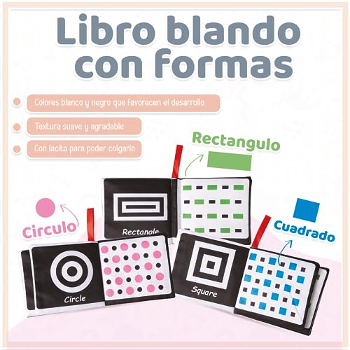 GreatDreams® Juguetes Bebes 0-3 Meses con Sonajeros para Pies y Muñecas (4 pcs), Libro Sensorial Blando y Libro Blando con Formas, Juguetes Bebes, Regalos Bebes Recien Nacidos