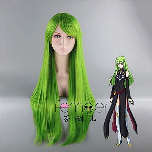 Green Wig ODE GEASS Lelouch of the Rebellion C.C. Cosplay Halloween Straight Long Hair Role Play