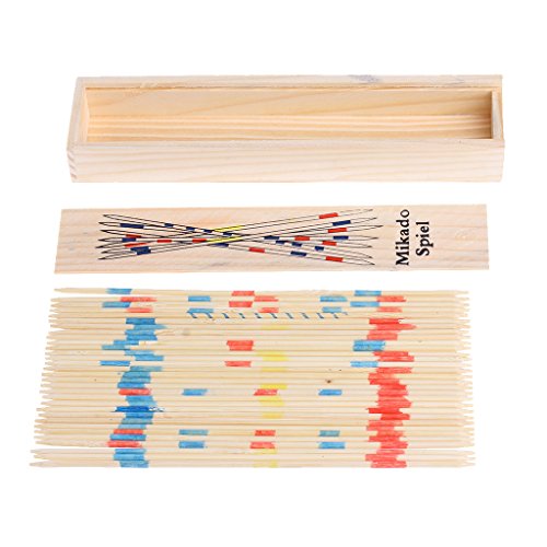 Guangzhou Juego de Palos de Madera para Recoger Mikado Spiel Tradicional, Juego Tradicional con Caja, Palos de Recogida de Juguete con Caja de Madera