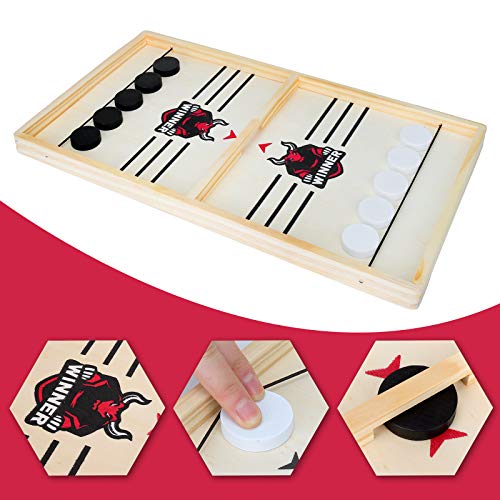 GUBOOM Juego de mesa de hockey, juegos de mesa para adultos, juego de lanzamiento rápido, juegos de fiesta, hockey para 2 personas y familia