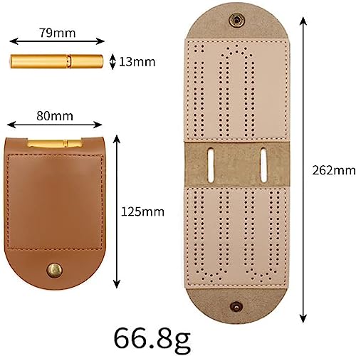 GXLYFG Juego de mesa de viaje de cuero portátil, con diseño de 2 pistas y 4 clavijas de cobre, mini mesa de café para exteriores (marrón)