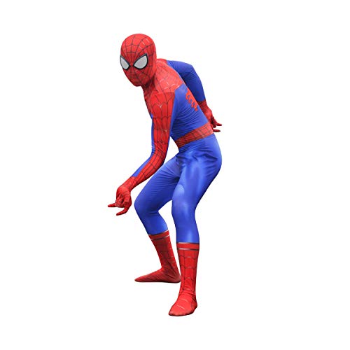 GYMAN - Disfraz SpiderVerse para adultos, adultos, adultos, niños, lentes 3D, color azul y rojo Spider Miles Morales, disfraz de Halloween o carnaval, disfraz de disfraces