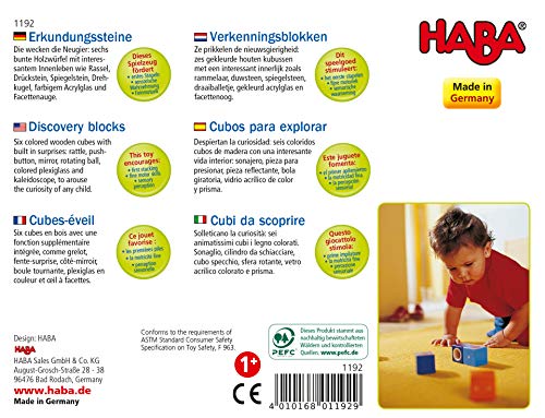 HABA 1192 Discovery Blocks- Colourful and Stable First Building Blocks Made of Beech Wood, for Ages 1 and Up (Made in Germany)