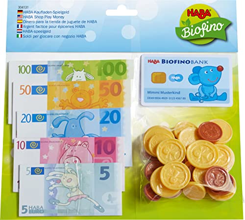 Haba 304131 – haba de tienda de dinero, tienda de juguete accesorios con billetes de papel resistente, Juguete a partir de 3 años , color/modelo surtido