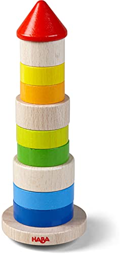 HABA 305403 - Juego de Apilar Torre Tambaleante, Juego de destreza de Madera. Más 2 años