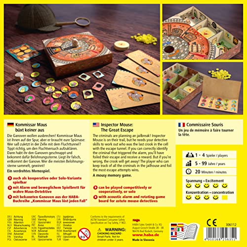 HABA- Kommissar Maus Traer Juegos M, Multicolor (306112)