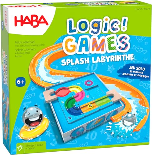 HABA - Lógica! Games 306824 Splash Laberinto - Juegos de Mesa - 60 Rompecabezas - 6 años y más