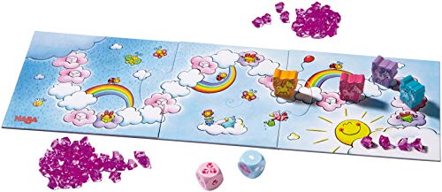 HABA Nubes, Encantador Juego de Dados con 60 Cristales Brillantes para 2-4 Jugadores de 3 años o más, Bonito Regalo de cumpleaños para Todos los pequeños Fans del Unicornio, 300195