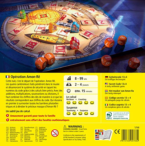 HABA - Operación Amon Rê calcul - Juego de Mesa Infantil y Familia - Juego Educativo y de cálculo Mental - 2 a 4 Jugadores - 8 años o más - 5768