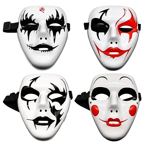 Hacker Máscaras,Tianher 4 Pcs Máscara de Halloween Payasos Máscara Máscara Anónima Para Masquerades Street Dance Carnaval Halloween