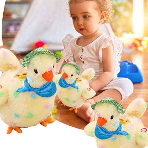 HADAVAKA Easter Plush Toys Lay Eggs Musical Chicken, 2023 New Easter Plush Toys Lay Eggs Musical Chicken, Plush Electric Stuffed Laying Egg Chicken Toys Doll with Sound Music Dancing (Yellow)